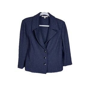 St. John Knit Sparkly Evening‎ Blue Blazer Women's Size 12